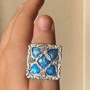 blue hearts cocktail ring