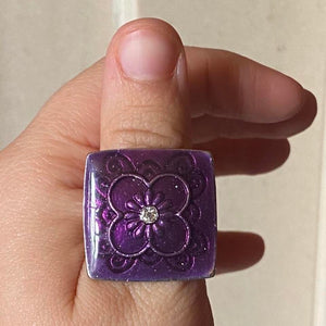 purple flower cocktail ring