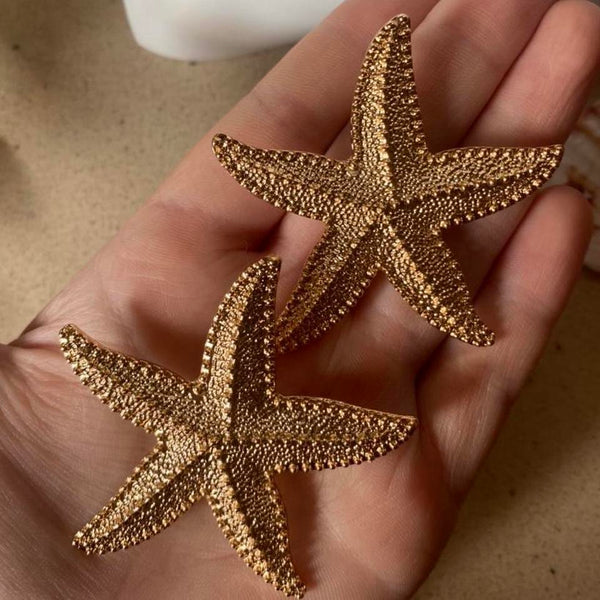 oversized gold starfish earrings