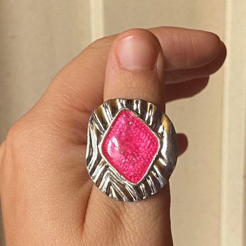 pink irregular cocktail ring