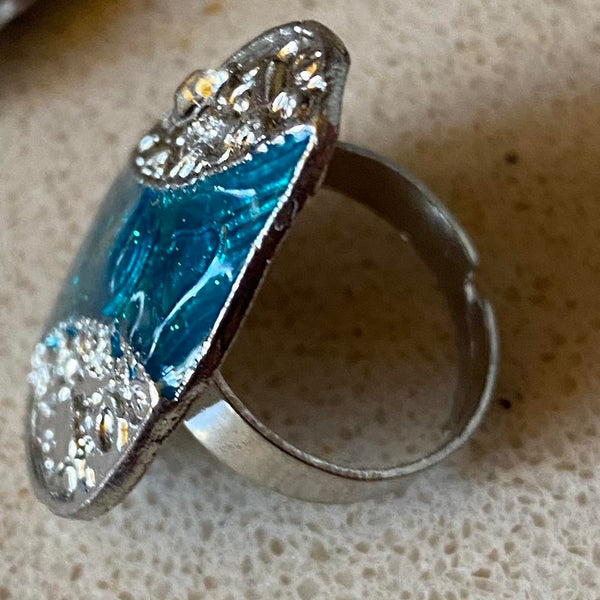 blue cocktail ring