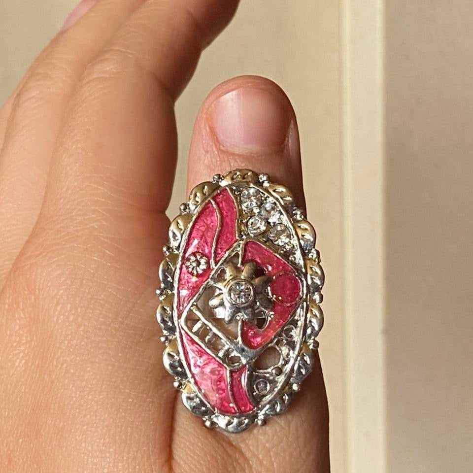 oversized oval pink cocktail ring