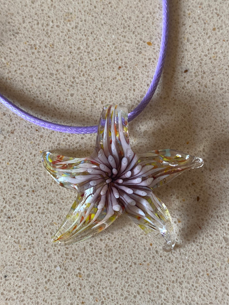 purple glass starfish necklace