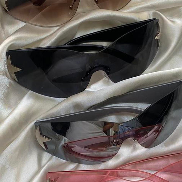 black y2k wrap around sporty sunglasses