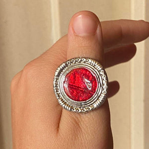 red circle cocktail ring