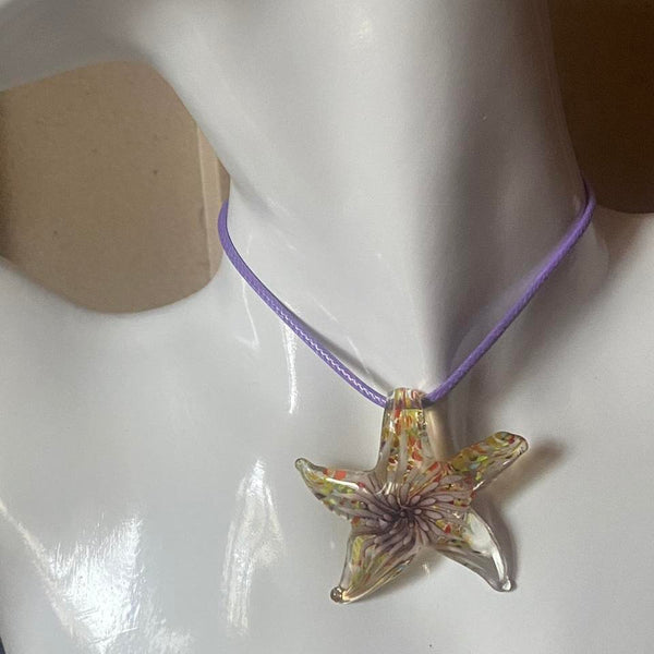 purple glass starfish necklace