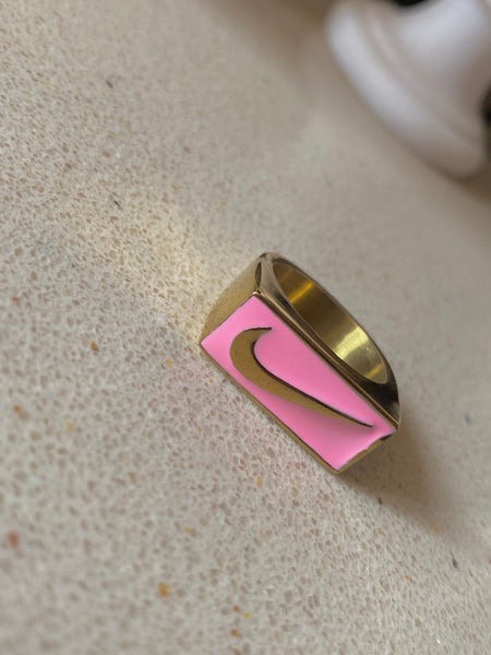 baby pink swoosh ring