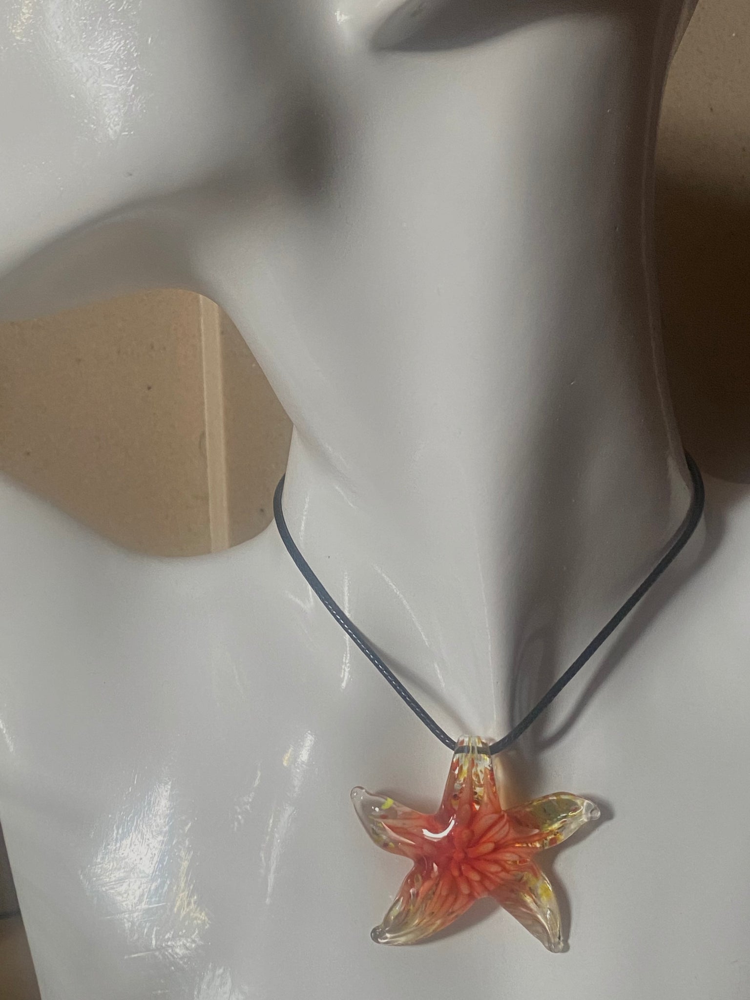 orange glass starfish necklace