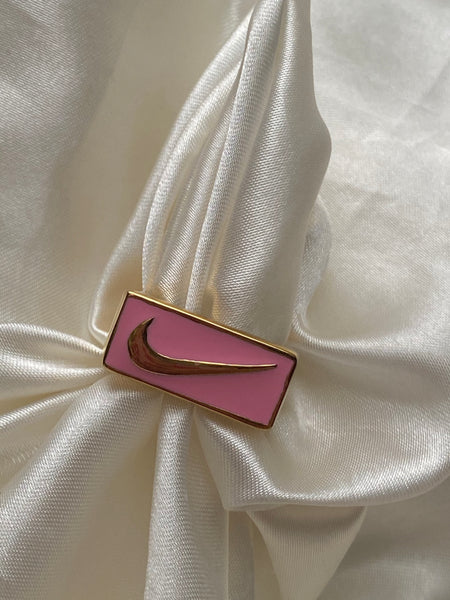 baby pink swoosh ring